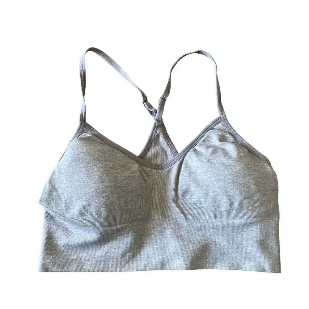 Gray Padded Racerback Women’s Athletic Running Sporty Yoga Bra SZ XS